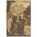 Melchisedek meeting and blessing Abraham; Titiani Vecelii, Pauli Caliarii, Jacobi Robusti, et Jacobi de Ponte, opera selectiora a Joanne Baptista Jackson Anglo, ligno cœlata, et coloribus adumbrata (Print)