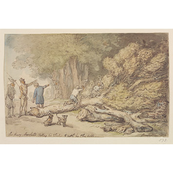 Watercolour - Sir Henry Morshead felling his timber to settle his play debts Watercolour - Sir Henry Morshead felling his timber to settle his play debts
