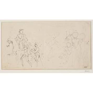 Drawing - Bothwell meeting Mary, Queen of Scots, seizes and conducts her a prisoner to Dunbar