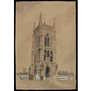 The bell tower, St. Mary's Church, West Walton near Wisbech; Recording Britain (Watercolour)