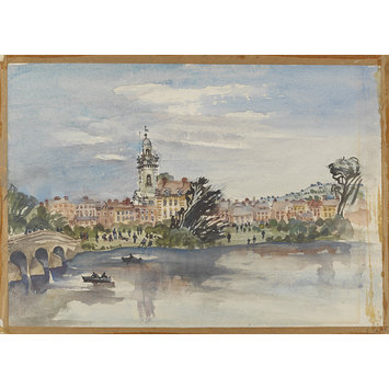 Watercolour - The Stour at Blandford; Recording Britain Watercolour - The Stour at Blandford; Recording Britain