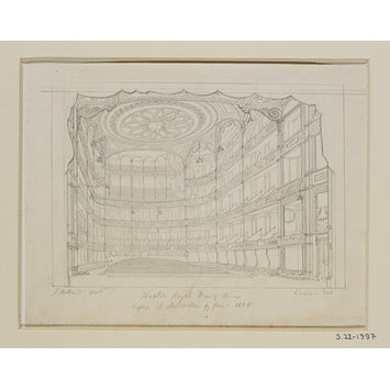 Drawing - Theatre Royal Drury Lane before its destruction by fire - 1808 Drawing - Theatre Royal Drury Lane before its destruction by fire - 1808