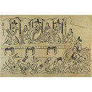 Korean Horseback Acrobats (Woodblock print)