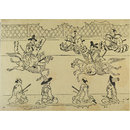 Korean Horseback Acrobats (Woodblock print)