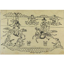 Korean Horseback Acrobats (Woodblock print)