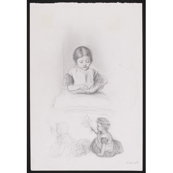 Drawing - Three studies of children Drawing - Three studies of children