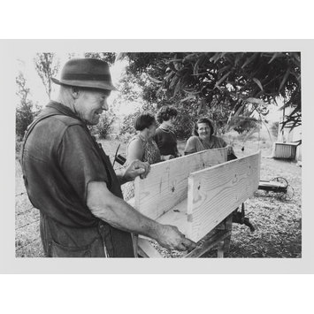 Photograph - Making a coffin for the body of a neighbour's servant, Bootha Plots, Randfontein, Transvaal (Gauteng)