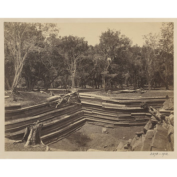 Photograph - Anuradhapura. Ruins of a pokuna or bathing pond to the north-east of the Brazen Palace, 73 feet by 49 feet.; Ruins of a pokuna (bathing pond) at Anuradhapura, north-east of the Lowa-Maha-Paya (Brazen Palace).