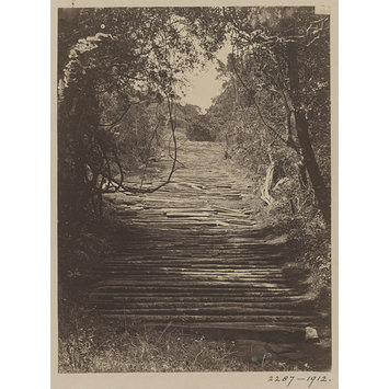 Photograph - Mihintale. First and second flights of stone steps leading towards the summit of the sacred mountain. The steps from base to summit  are said to be 1,800 in number.; Steps leading to the summit of Lion Mountain at Mihintale.