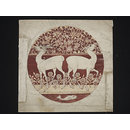 Drawing - Dish design with deer. fruit tree and fish.