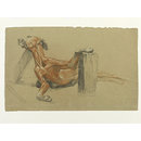 Ecorche drawing of a greyhound supported by planks (Drawing)