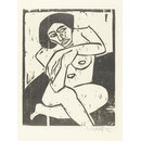 Seated female nude (Woodcut print)