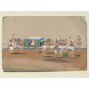 Painting - One of two drawings depicting procession scenes in Patna.