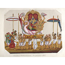 One of twenty mica paintings depicting Hindu deities and festival processions with decorated cars. (Painting)