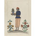 Painting - One of seven drawings of people and occupations and a lion.