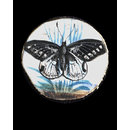 One of twenty-six ivory buttons painted with butterflies. (Button)