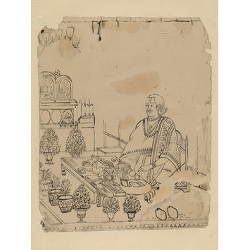 Painting - One of forty-five drawings of Muharram scenes, occupations, festivals and ceremonies.