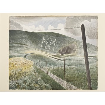 Watercolour - The Long Man of Wilmington; The Wilmington Giant