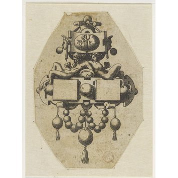 Print - Le Livre de Bijouterie; Fragment of plate showing two designs for pendants
