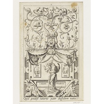 Print - Saturn (plate 1); Set of 20 grotesque panels, containing pagan divinities Print - Saturn (plate 1); Set of 20 grotesque panels, containing pagan divinities
