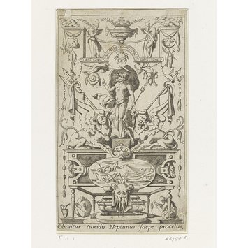 Print - Neptune (plate 17); Set of 20 grotesque panels, containing pagan divinities