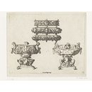 Two designs for braziers and three designs for trays; Set of nine plates showing designs for various objects in metalwork (Print) Two designs for braziers and three designs for trays; Set of nine plates showing designs for various objects in metalwork (Print)