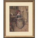 Portrait of a lady seated in an armchair (Watercolour)