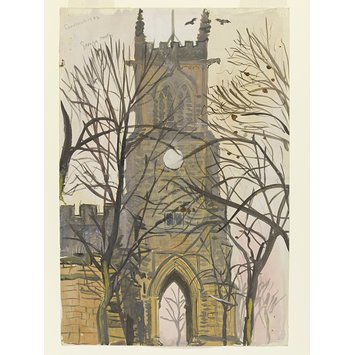 Watercolour - Sandbach Church; Recording Britain Watercolour - Sandbach Church; Recording Britain