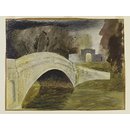The Bridge at Tyringham, Buckinghamshire; Recording Britain (Watercolour)