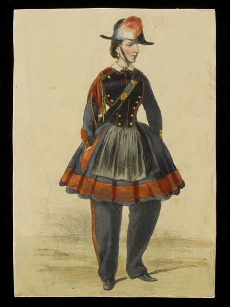 Lithograph of woman in uniform