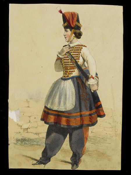 lithograph of woman in uniform