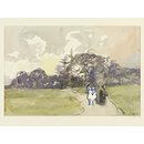 Landscape study, with trees and figures in the foreground (Drawing)