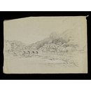 Village with a stone bridge (Drawing) Village with a stone bridge (Drawing)