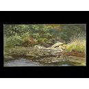 River bank with grasses and trees (Drawing)