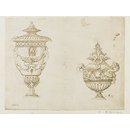 Design for two covered vases (Drawing)