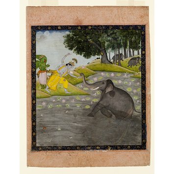 Painting - Vishnu and Gajendra Painting - Vishnu and Gajendra