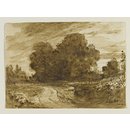 A country road with elm trees (Drawing)
