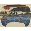 Viewing Lotuses at the Shinobazu Pond at Ueno; Famous Places in the Eastern Capital (Woodblock print)