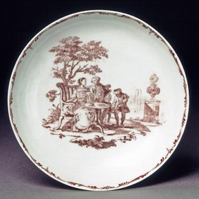 Tea-bowl and saucer, England, 1756-57, soft-paste porcelain. Museum no. C.96-1948