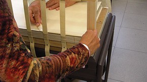Figure 3. Forming the concertina guard (Photography by Anne Bancroft)
