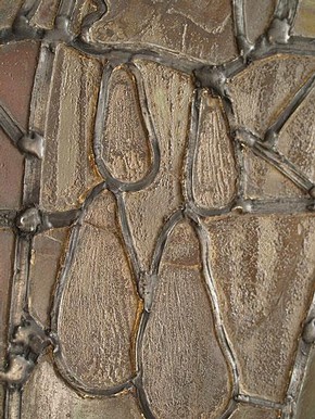 Figure 2. Before treatment, reflected image showing heavy corrosion patterns on glass surface (Photography by Ann Marsh)