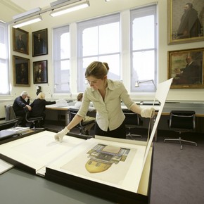 Readers in the Print Room and the RIBA reading room.