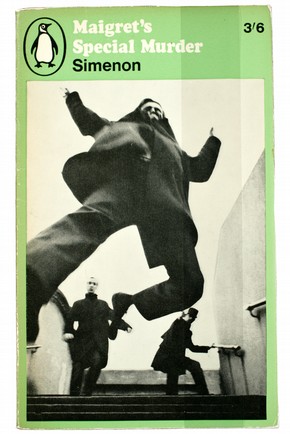 Front cover of 'Maigret's Special Murder' by Georges Simeon, designed by Karl Ferris, published by Penguin, 1966. Museum no. LOAN:PENGUIN BOOKS
