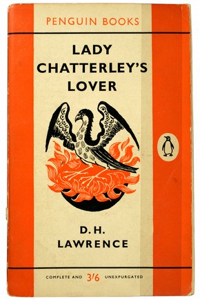 Front cover of 'Lady Chatterley's Lover' by DH Lawrence, designed by Stephen Russ, published by Penguin, 1960. Museum no. LOAN:PENGUIN BOOKS