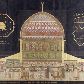 William Harvey, Measured drawing of the Dome of the Rock, Jerusalem, pen, ink, watercolour on paper, 1909. Museum no. E.1267-1963