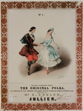 Print of The Original Polka, Brandard, John, M & N Hanhart, coloured lithograph, about 1845. Museum no. S.2601-1986