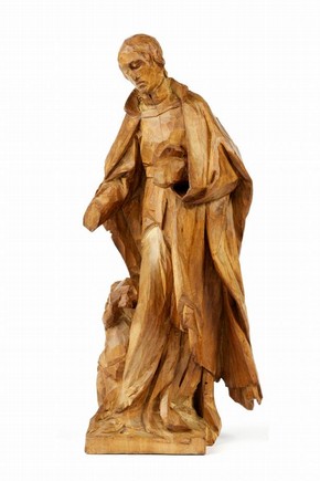 St Francis Borgia, Paul Egell, about 1750–1. Museum no. A.5-1911. This is a sketch model for a larger wooden figure commissioned for the church of the Jesuits in Mannheim.
