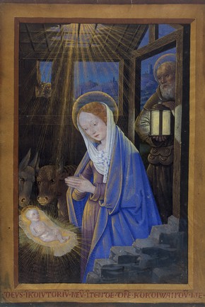 'The Nativity', illuminated miniature painting from the Book of Hours of Louis XII by Jean Bourdichon, France, 1498/9. Museum no. E.949-2003
