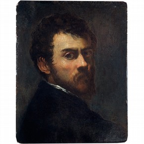 Self portrait as a young man, oil painting on pine panel by Jacopo Robusti Tintoretto, Venice, Italy, about 1548. Museum no.CAI.103 (oil)