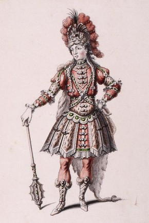 Pen and ink costume design by Jean Berain, for Hercules in the opera Atys, Paris, France, 1676. Museum no. S.1108-1982